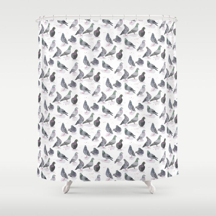 Pigeon Party Shower Curtain Gallery Image 1