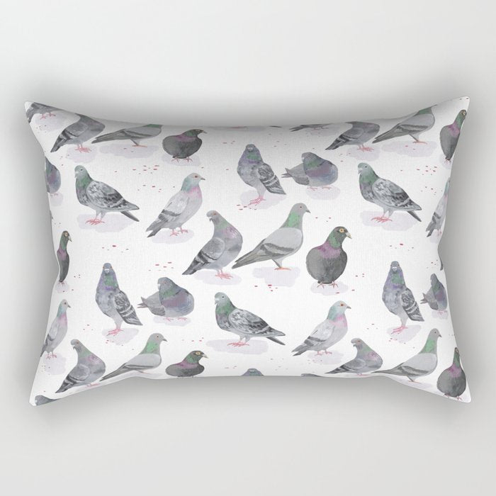 Pigeon Party Rectangular Pillow Gallery Image 1