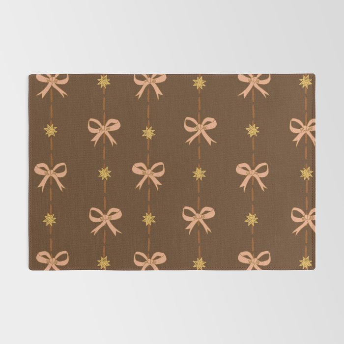 Cute Hair Bows and Stars in Brown and Peach Rug Gallery Image 2