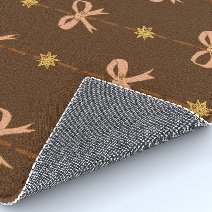 Cute Hair Bows and Stars in Brown and Peach Rug Gallery Image 4