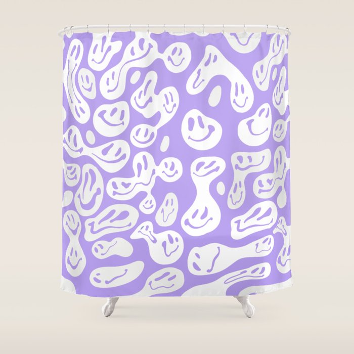Pastel Purple Dripping Smiley Shower Curtain Gallery Image 1