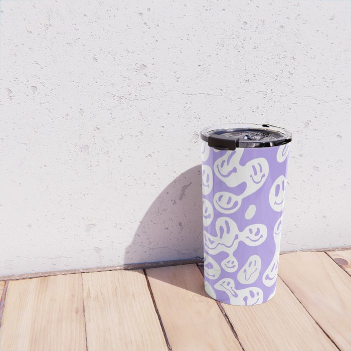 Pastel Purple Dripping Smiley Travel Mug Gallery Image 4