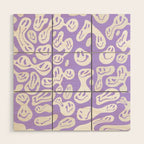 Pastel Purple Dripping Smiley Wood Wall Art Gallery Image 1