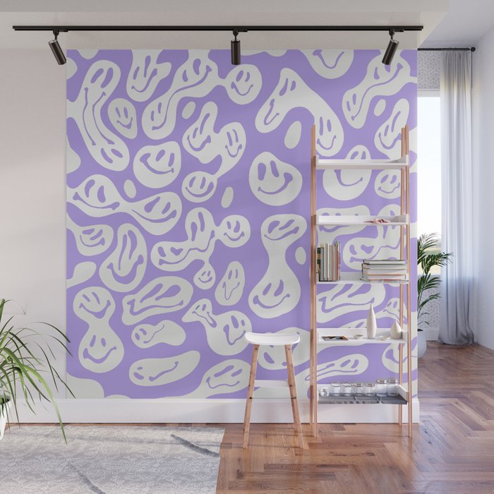 Pastel Purple Dripping Smiley Wall Mural