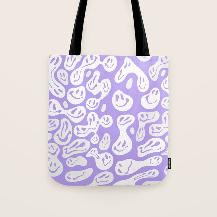 Pastel Purple Dripping Smiley Tote Bag Gallery Image 1