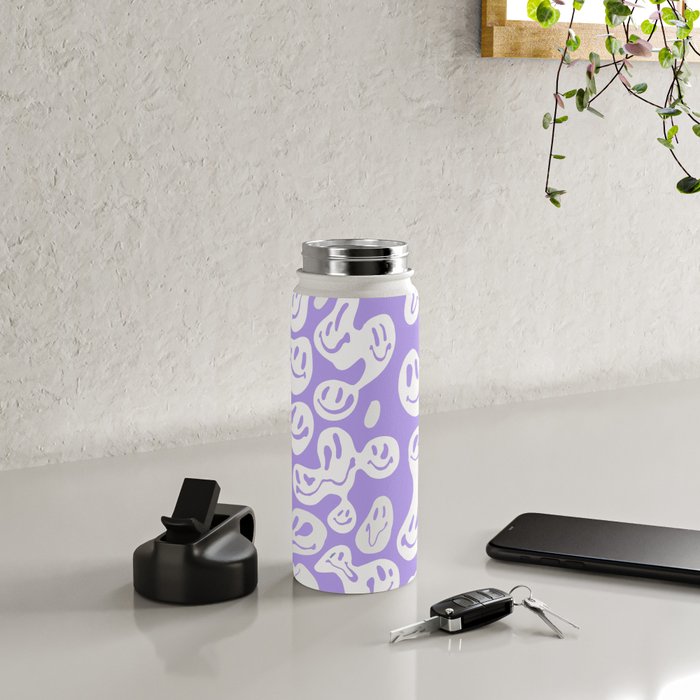 Pastel Purple Dripping Smiley Water Bottle Gallery Image 4