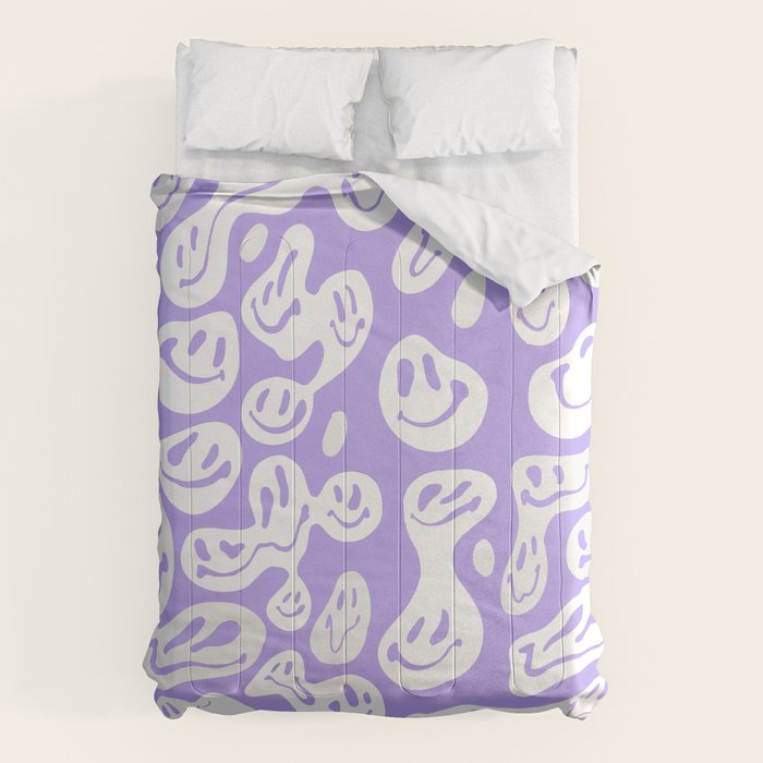 Pastel Purple Dripping Smiley Comforter Gallery Image 6