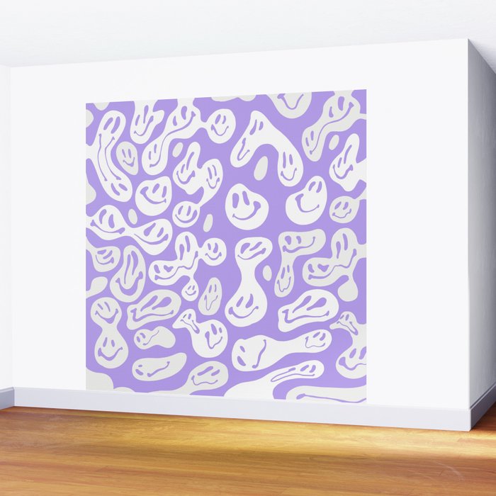 Pastel Purple Dripping Smiley Wall Mural Gallery Image 2