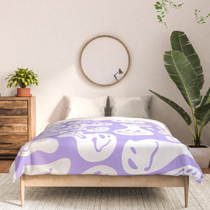 Pastel Purple Dripping Smiley Comforter Gallery Image 3