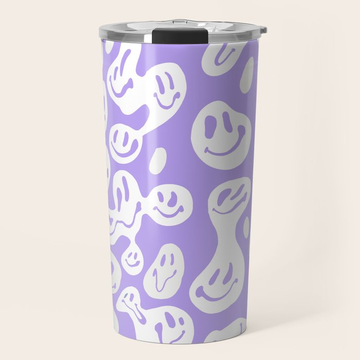 Pastel Purple Dripping Smiley Travel Mug Gallery Image 1