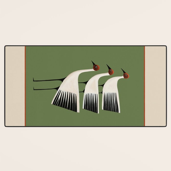 Striped Bird Trio Desk Mat Gallery Image 3