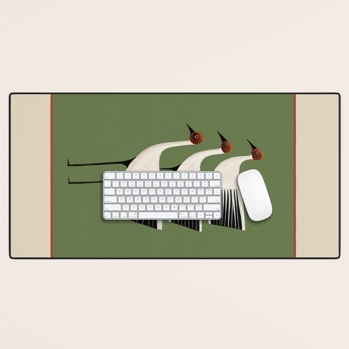 Striped Bird Trio Desk Mat Gallery Image 1