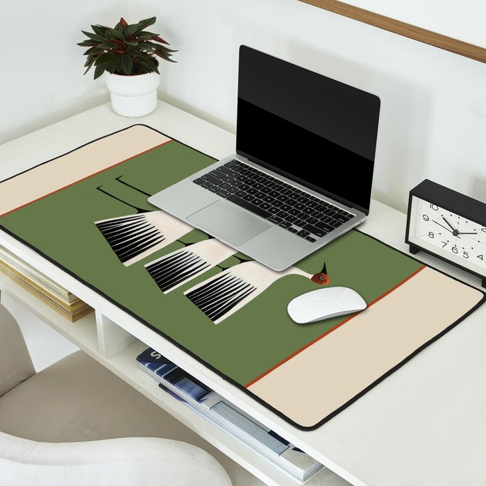 Striped Bird Trio Desk Mat Gallery Image 2