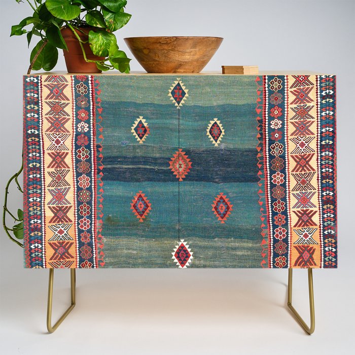 Sivas Antique Turkish Niche Kilim Print Credenza Gallery Image 1