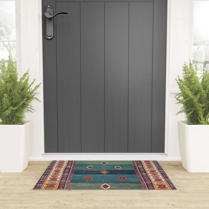 Sivas Antique Turkish Niche Kilim Print Welcome Mat Gallery Image 3