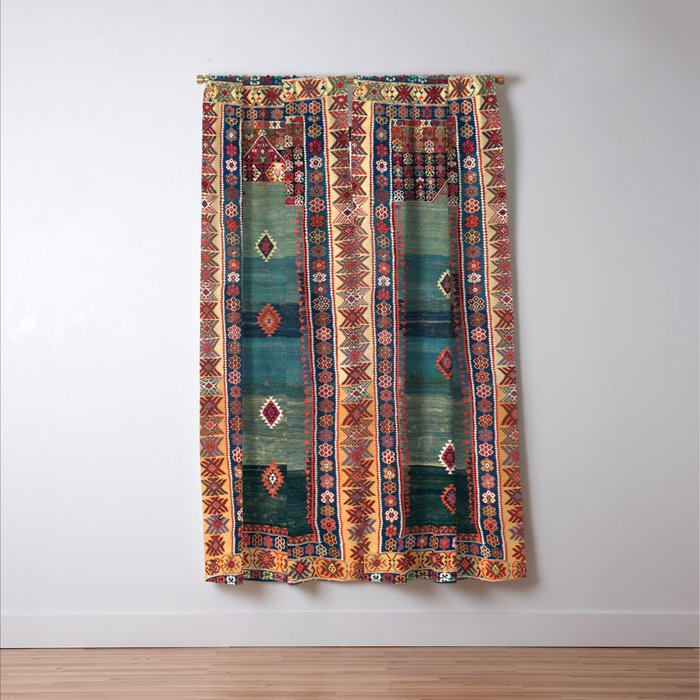 Sivas Antique Turkish Niche Kilim Print Window Curtain Gallery Image 3
