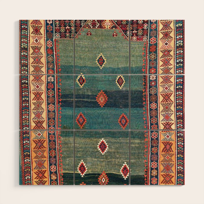 Sivas Antique Turkish Niche Kilim Print Wood Wall Art Gallery Image 1