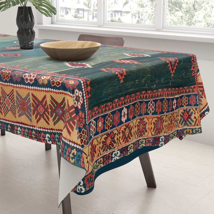 Sivas Antique Turkish Niche Kilim Print Tablecloth Gallery Image 3