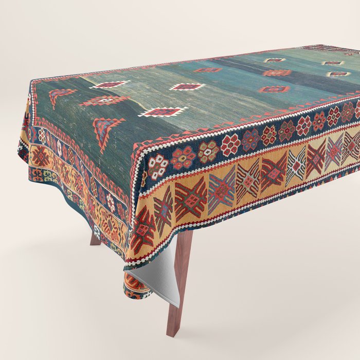 Sivas Antique Turkish Niche Kilim Print Tablecloth Gallery Image 1