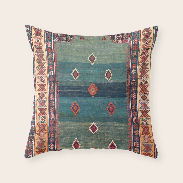 Sivas Antique Turkish Niche Kilim Print Throw Pillow Gallery Image 1