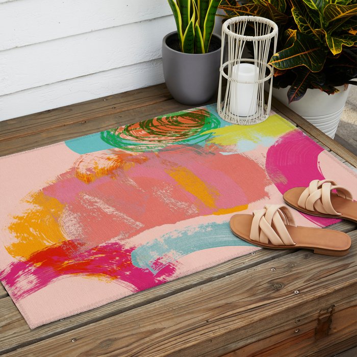 brush strokes abstract art Outdoor Rug Gallery Image 2
