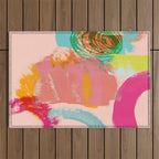 brush strokes abstract art Outdoor Rug Gallery Image 1