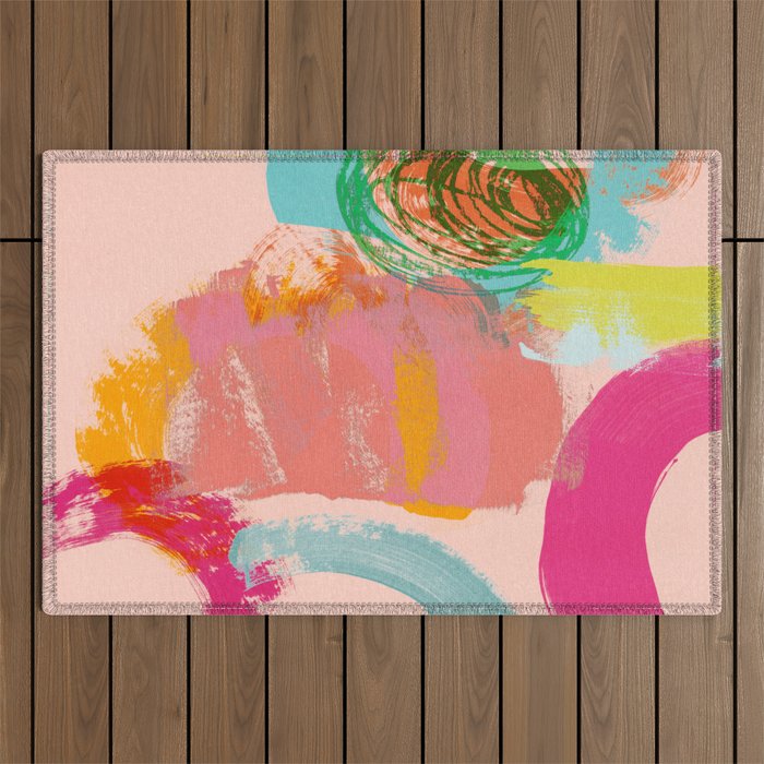 brush strokes abstract art Outdoor Rug Gallery Image 1