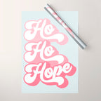 Retro Christmas Pun 'Ho Ho Hope' #positivevibes #Pink Wrapping Paper Gallery Image 1