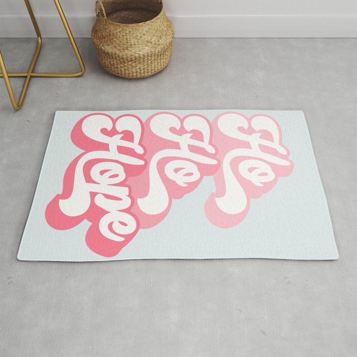 Retro Christmas Pun 'Ho Ho Hope' #positivevibes #Pink Rug Gallery Image 1