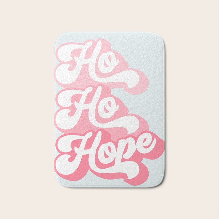 Retro Christmas Pun 'Ho Ho Hope' #positivevibes #Pink Bath Mat Gallery Image 1