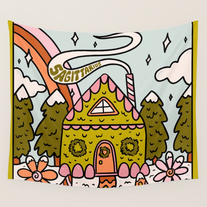 Sagittarius Gingerbread House Wall Tapestry Gallery Image 4