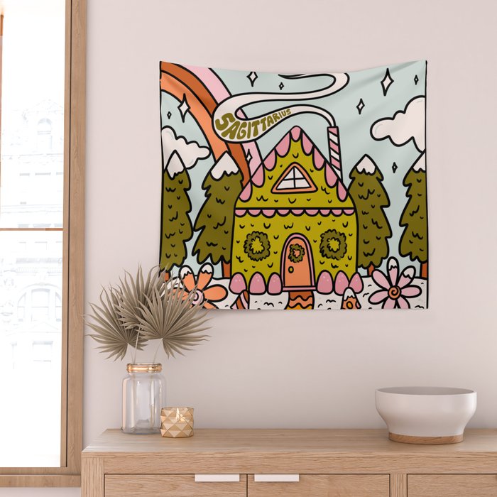 Sagittarius Gingerbread House Wall Tapestry Gallery Image 2