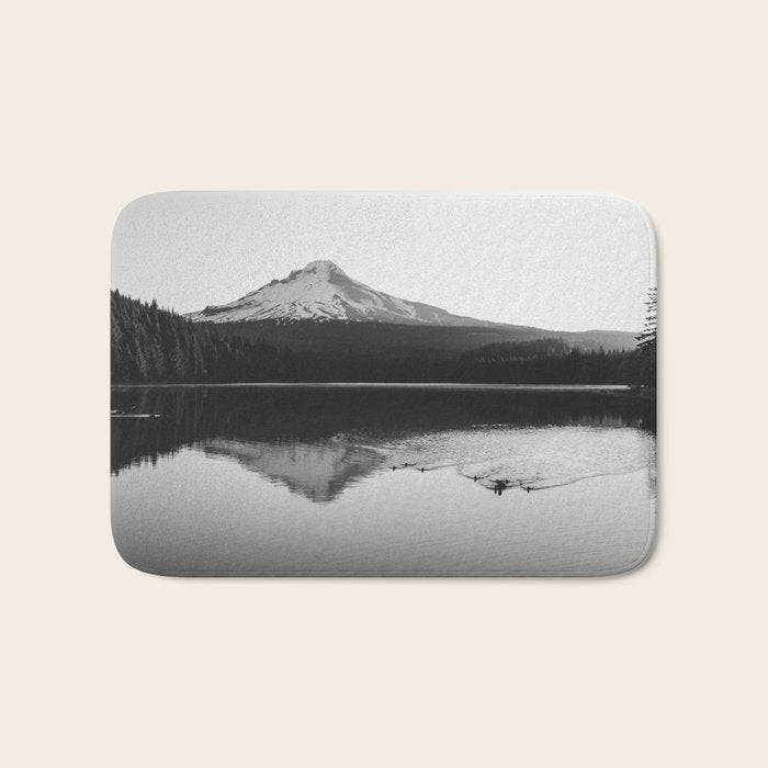 Wild Mountain Sunrise - Black and White Nature Photography Bath Mat Gallery Image 1