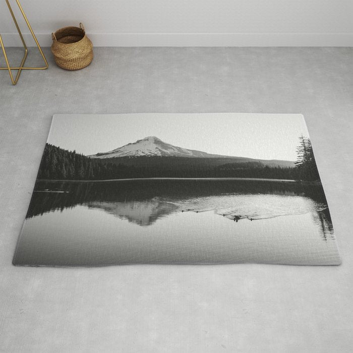 Wild Mountain Sunrise - Black and White Nature Photography Rug Gallery Image 2