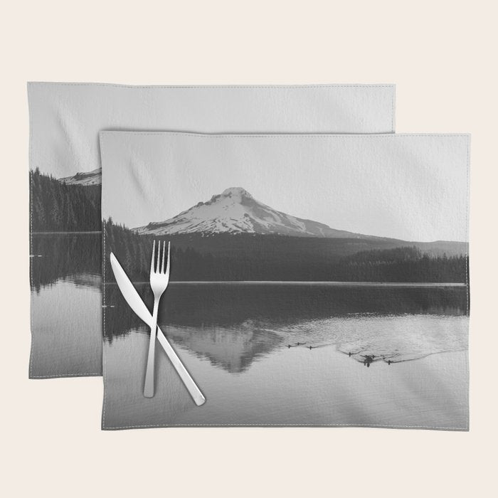 Wild Mountain Sunrise - Black and White Nature Photography Placemat Gallery Image 1