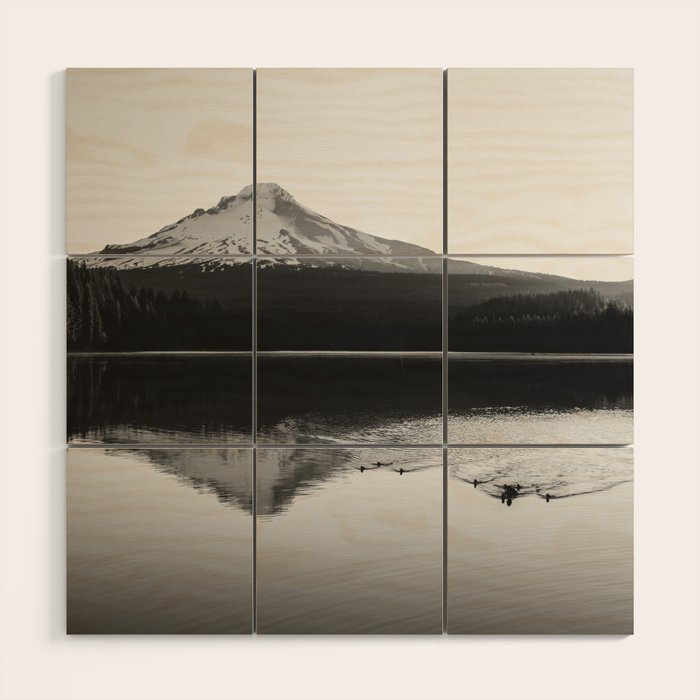 Wild Mountain Sunrise - Black and White Nature Photography Wood Wall Art Gallery Image 1