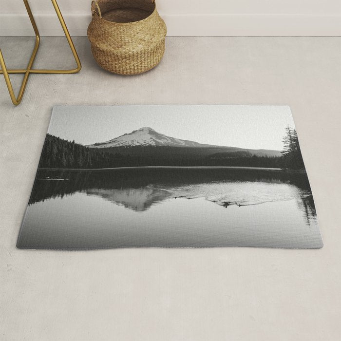 Wild Mountain Sunrise - Black and White Nature Photography Rug Gallery Image 1