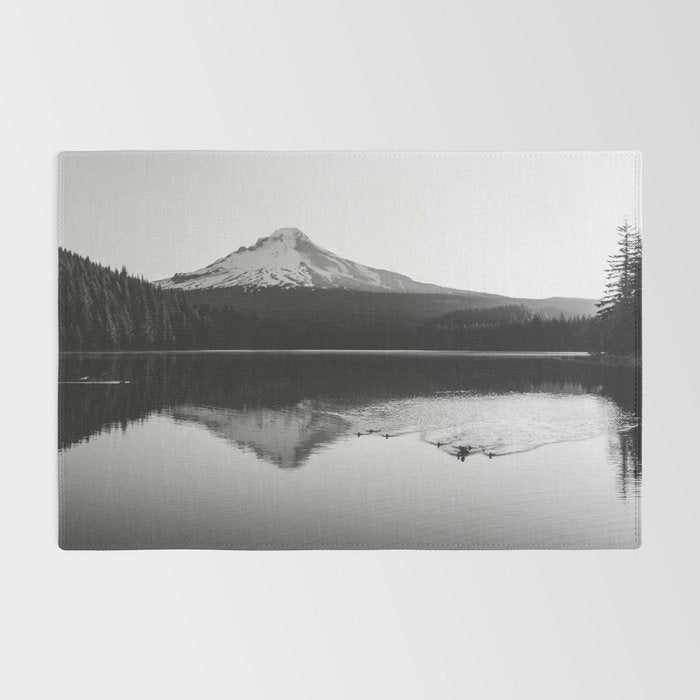 Wild Mountain Sunrise - Black and White Nature Photography Rug Gallery Image 2