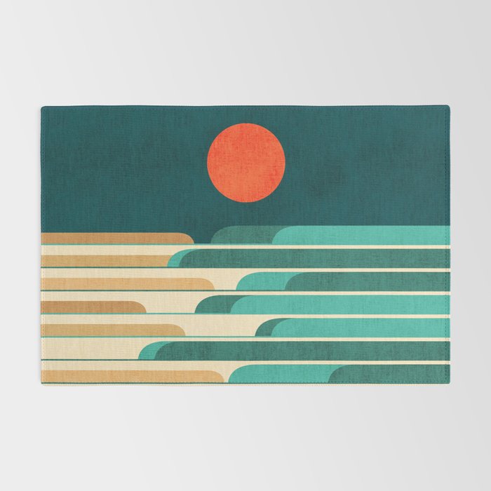 Chasing wave under the red moon Rug Gallery Image 2