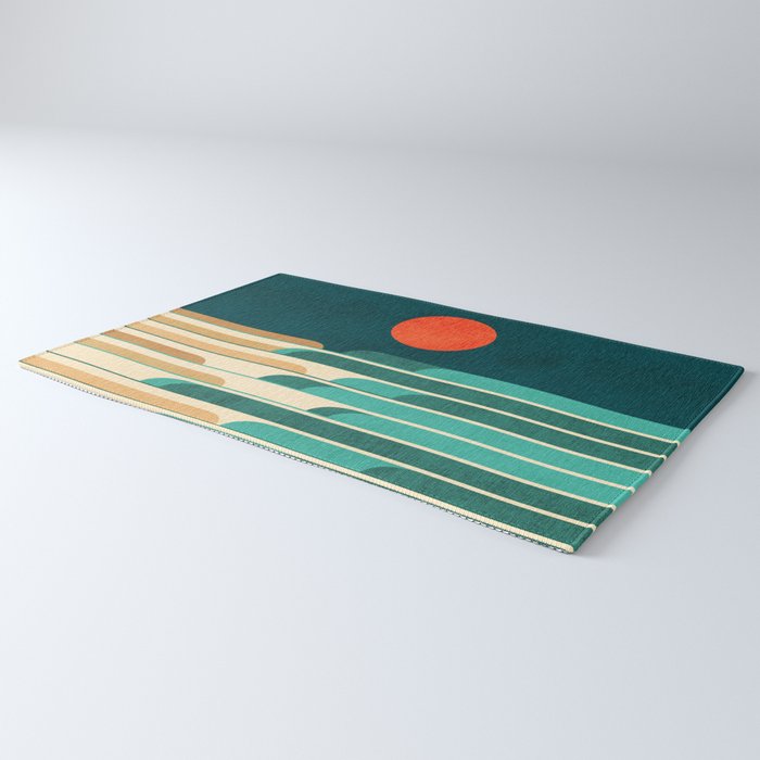 Chasing wave under the red moon Rug Gallery Image 3