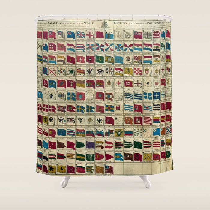 Vintage Naval Flags of The World Illustration Shower Curtain Gallery Image 1