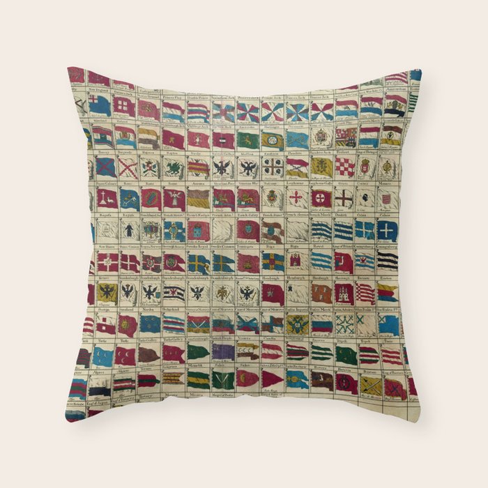 Vintage Naval Flags of The World Illustration Throw Pillow Gallery Image 1