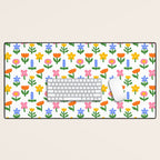 Colorful spring flower art pattern Desk Mat Gallery Image 1