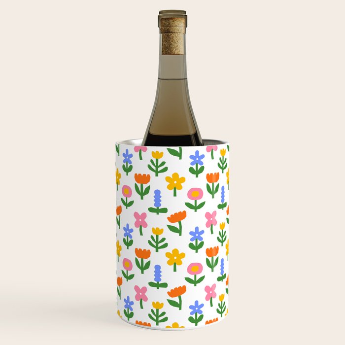 Colorful spring flower art pattern Wine Chiller Gallery Image 2