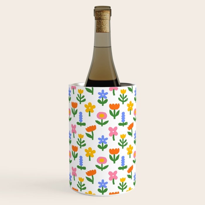 Colorful spring flower art pattern Wine Chiller Gallery Image 1