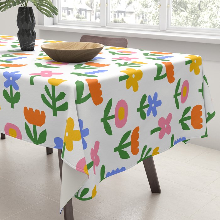 Colorful spring flower art pattern Tablecloth Gallery Image 3