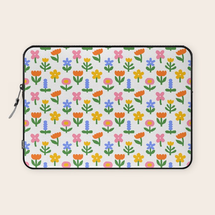 Colorful spring flower art pattern Laptop Sleeve Gallery Image 1