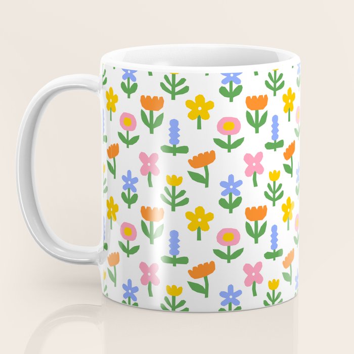 Colorful spring flower art pattern Coffee Mug Gallery Image 3
