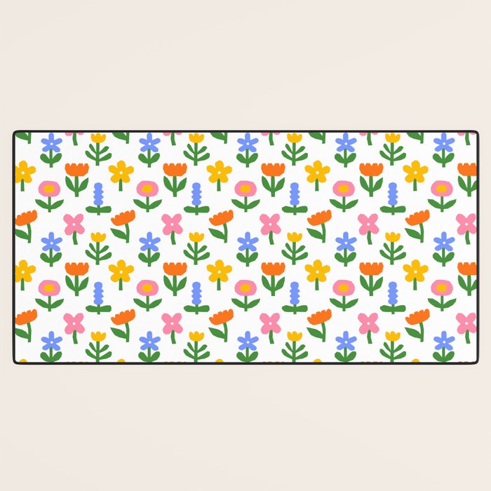Colorful spring flower art pattern Desk Mat Gallery Image 3