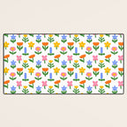Colorful spring flower art pattern Desk Mat Gallery Image 3